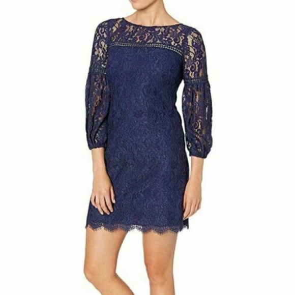 vince camuto navy blue lace dress